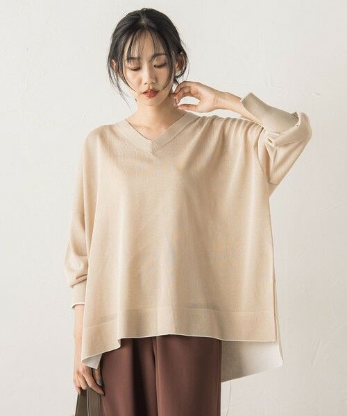 Droite lautreamont/ドロワットロートレアモン Vネックバイカラープルオーバー≪手洗い可能≫ ベージュ M Droite lautreamont/ドロワットロートレアモン Vネックバイカラープルオーバー≪手洗い可能≫ ベージュ M