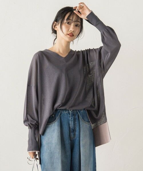 Droite lautreamont / ドロワットロートレアモン ニット・セーター | Vネックバイカラープルオーバー≪手洗い可能≫ | 詳細28