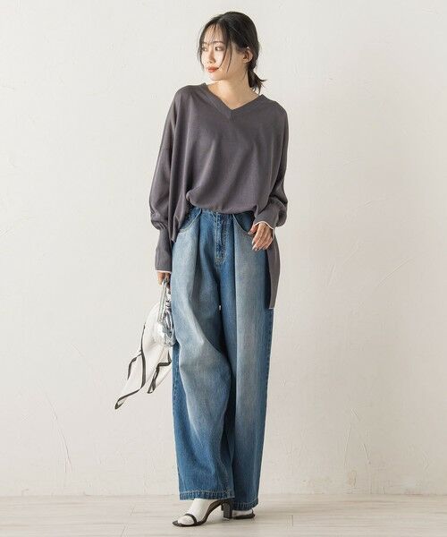 Droite lautreamont / ドロワットロートレアモン ニット・セーター | Vネックバイカラープルオーバー≪手洗い可能≫ | 詳細24