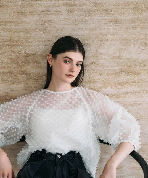 Droite lautreamont / ドロワットロートレアモン シャツ・ブラウス | ポンポンジャガードブラウス≪洗濯機で洗える≫ | 詳細1