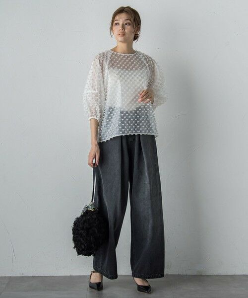 Droite lautreamont / ドロワットロートレアモン シャツ・ブラウス | ポンポンジャガードブラウス≪洗濯機で洗える≫ | 詳細5