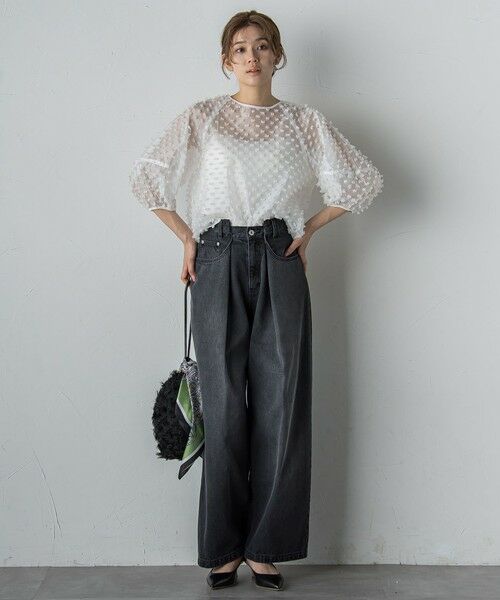 Droite lautreamont / ドロワットロートレアモン シャツ・ブラウス | ポンポンジャガードブラウス≪洗濯機で洗える≫ | 詳細7