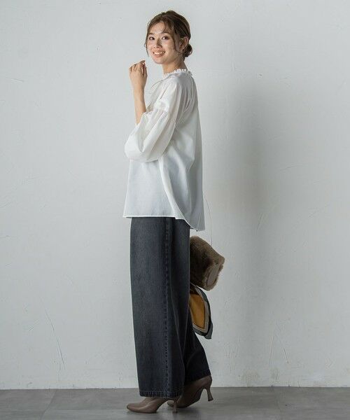 Droite lautreamont / ドロワットロートレアモン シャツ・ブラウス | セミシアーフリルブラウス≪洗濯機で洗える≫ | 詳細1