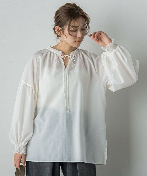 Droite lautreamont / ドロワットロートレアモン シャツ・ブラウス | セミシアーフリルブラウス≪洗濯機で洗える≫ | 詳細5