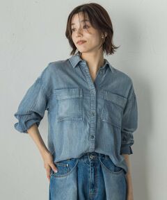 Droite lautreamont / ドロワットロートレアモン シャツ・ブラウス | シアーデニムシャツ≪洗濯機で洗える≫