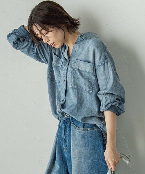 Droite lautreamont / ドロワットロートレアモン シャツ・ブラウス | シアーデニムシャツ≪洗濯機で洗える≫ | 詳細5