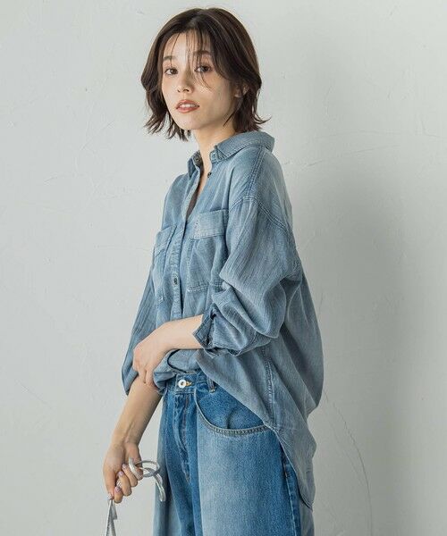 Droite lautreamont / ドロワットロートレアモン シャツ・ブラウス | シアーデニムシャツ≪洗濯機で洗える≫ | 詳細6