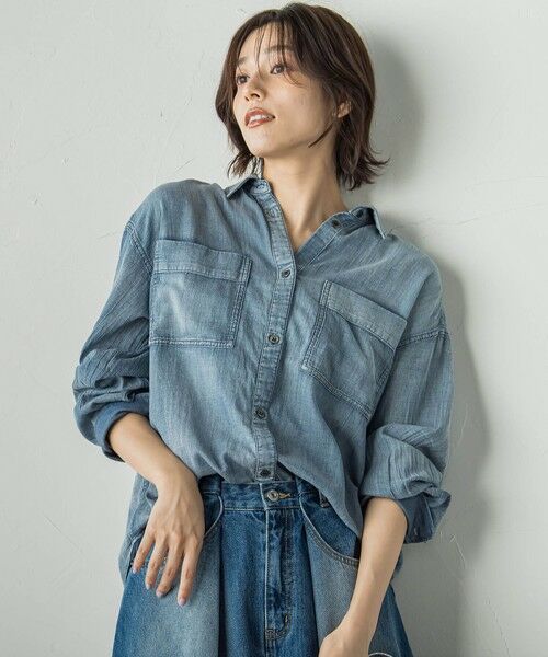Droite lautreamont / ドロワットロートレアモン シャツ・ブラウス | シアーデニムシャツ≪洗濯機で洗える≫ | 詳細7