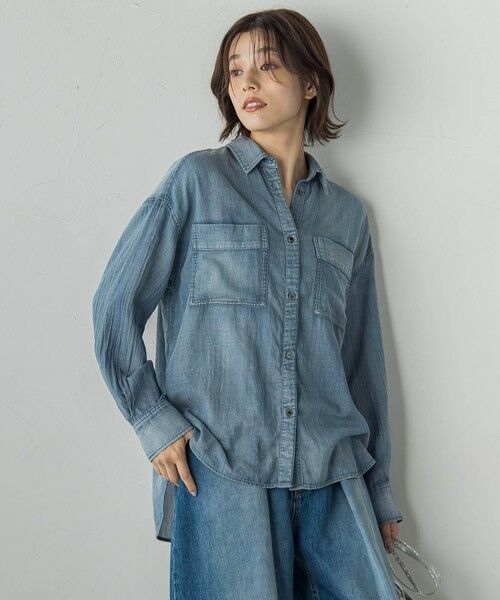 Droite lautreamont / ドロワットロートレアモン シャツ・ブラウス | シアーデニムシャツ≪洗濯機で洗える≫ | 詳細8