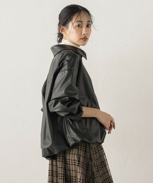 Droite lautreamont / ドロワットロートレアモン テーラードジャケット | レザーライクブルゾン≪洗濯機で洗える≫ | 詳細5