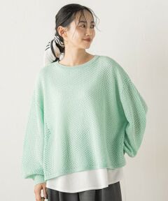 Droite lautreamont / ドロワットロートレアモン ニット・セーター | メッシュ柄レイヤードニット≪手洗い可能≫