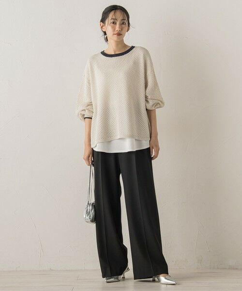 Droite lautreamont / ドロワットロートレアモン ニット・セーター | メッシュ柄レイヤードニット≪手洗い可能≫ | 詳細8