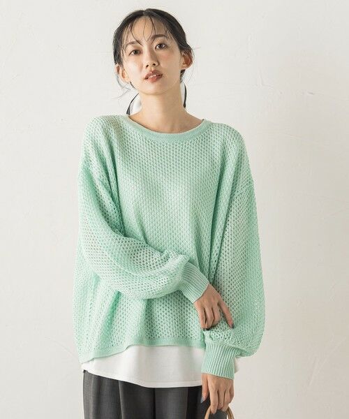 Droite lautreamont / ドロワットロートレアモン ニット・セーター | メッシュ柄レイヤードニット≪手洗い可能≫ | 詳細17
