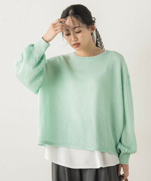 Droite lautreamont / ドロワットロートレアモン ニット・セーター | メッシュ柄レイヤードニット≪手洗い可能≫ | 詳細18