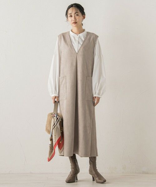 Droite lautreamont / ドロワットロートレアモン ロング・マキシ丈ワンピース | マシュマロスウェードワンピース≪手洗い可能≫ | 詳細1