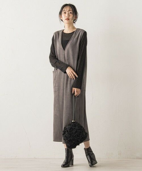 Droite lautreamont / ドロワットロートレアモン ロング・マキシ丈ワンピース | マシュマロスウェードワンピース≪手洗い可能≫ | 詳細10