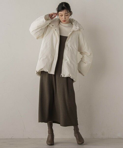 Droite lautreamont / ドロワットロートレアモン ロング・マキシ丈ワンピース | ミックスツイード×レザーライクジャンスカ≪洗濯機で洗える≫ | 詳細4