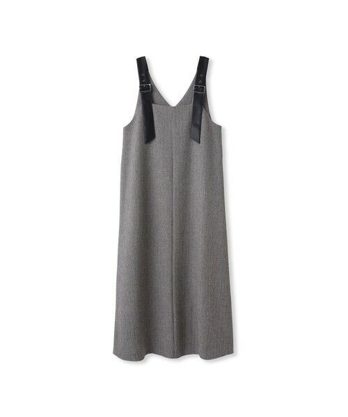 Droite lautreamont / ドロワットロートレアモン ロング・マキシ丈ワンピース | ミックスツイード×レザーライクジャンスカ≪洗濯機で洗える≫ | 詳細8