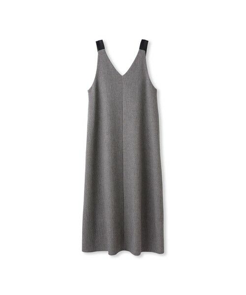 Droite lautreamont / ドロワットロートレアモン ロング・マキシ丈ワンピース | ミックスツイード×レザーライクジャンスカ≪洗濯機で洗える≫ | 詳細9