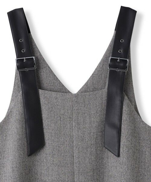 Droite lautreamont / ドロワットロートレアモン ロング・マキシ丈ワンピース | ミックスツイード×レザーライクジャンスカ≪洗濯機で洗える≫ | 詳細10