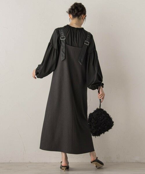 Droite lautreamont / ドロワットロートレアモン ロング・マキシ丈ワンピース | ミックスツイード×レザーライクジャンスカ≪洗濯機で洗える≫ | 詳細21