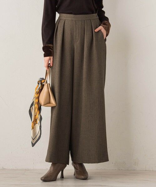 Droite lautreamont/ドロワットロートレアモン ツィードタックスカパン&#8810;洗濯機で洗える&#8811; ブラウン M