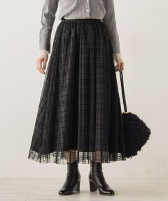 Droite lautreamont / ドロワットロートレアモン ミニ・ひざ丈スカート | フロッキーチェックスカート≪手洗い可能≫