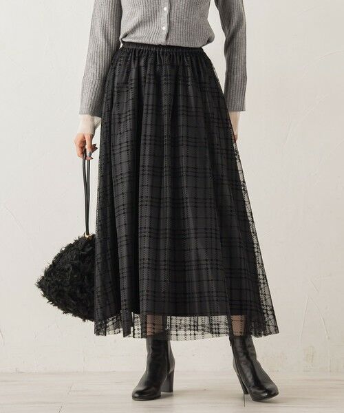 Droite lautreamont / ドロワットロートレアモン ミニ・ひざ丈スカート | フロッキーチェックスカート≪手洗い可能≫ | 詳細4