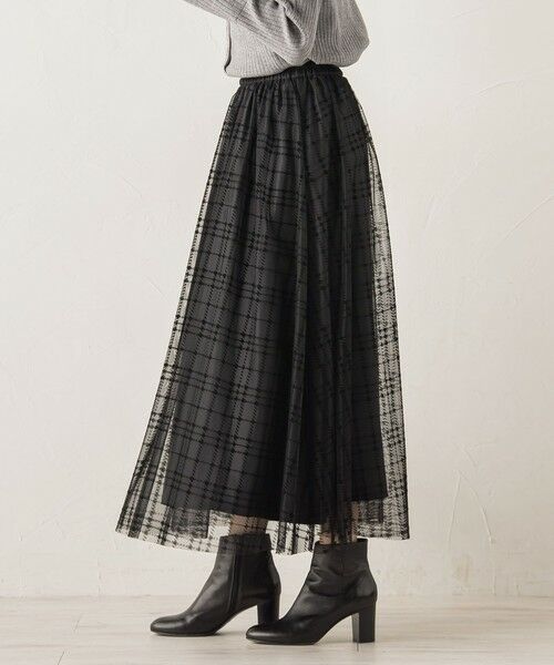 Droite lautreamont / ドロワットロートレアモン ミニ・ひざ丈スカート | フロッキーチェックスカート≪手洗い可能≫ | 詳細6