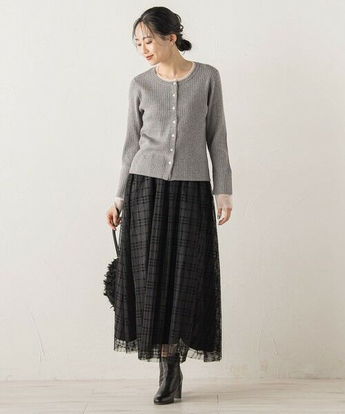 Droite lautreamont / ドロワットロートレアモン ミニ・ひざ丈スカート | フロッキーチェックスカート≪手洗い可能≫ | 詳細1