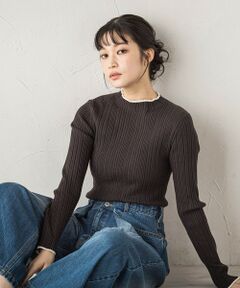 Droite lautreamont / ドロワットロートレアモン ニット・セーター | 袖ボタンランダムリブニット≪手洗い可能≫