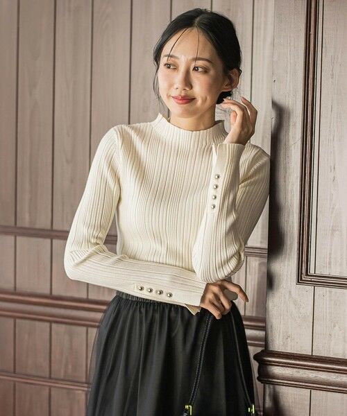 Droite lautreamont / ドロワットロートレアモン ニット・セーター | 袖ボタンランダムリブニット≪手洗い可能≫ | 詳細5