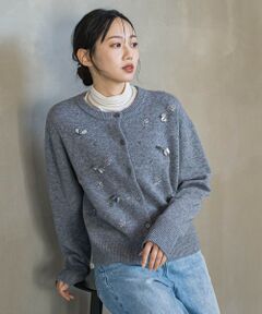 Droite lautreamont / ドロワットロートレアモン カーディガン・ボレロ | ビジュー刺繍カーディガン≪手洗い可能≫