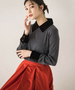 Droite lautreamont / ドロワットロートレアモン ニット・セーター | ベロア襟付きニット≪手洗い可能≫