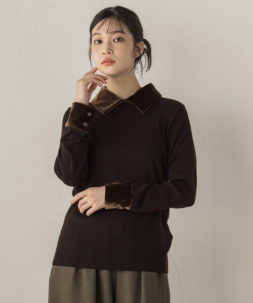 Droite lautreamont / ドロワットロートレアモン ニット・セーター | ベロア襟付きニット≪手洗い可能≫ | 詳細13