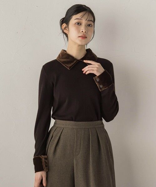 Droite lautreamont / ドロワットロートレアモン ニット・セーター | ベロア襟付きニット≪手洗い可能≫ | 詳細15