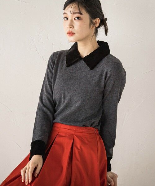 Droite lautreamont / ドロワットロートレアモン ニット・セーター | ベロア襟付きニット≪手洗い可能≫ | 詳細29