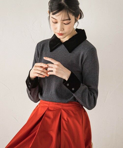 Droite lautreamont / ドロワットロートレアモン ニット・セーター | ベロア襟付きニット≪手洗い可能≫ | 詳細30