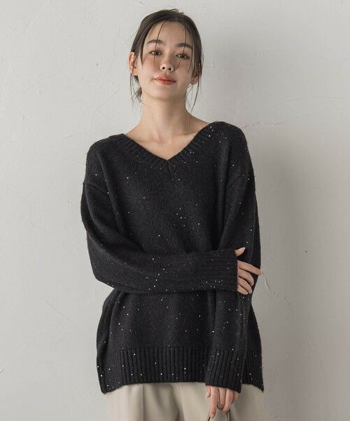 Droite lautreamont / ドロワットロートレアモン ニット・セーター | スパンコールVネックニット≪手洗い可能≫ | 詳細10