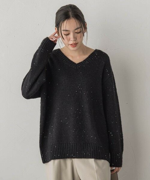 Droite lautreamont / ドロワットロートレアモン ニット・セーター | スパンコールVネックニット≪手洗い可能≫ | 詳細13