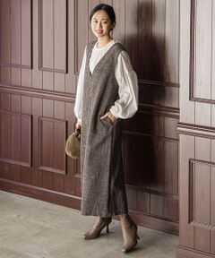 Droite lautreamont / ドロワットロートレアモン ロング・マキシ丈ワンピース | ツィードVネックジャンスカワンピース