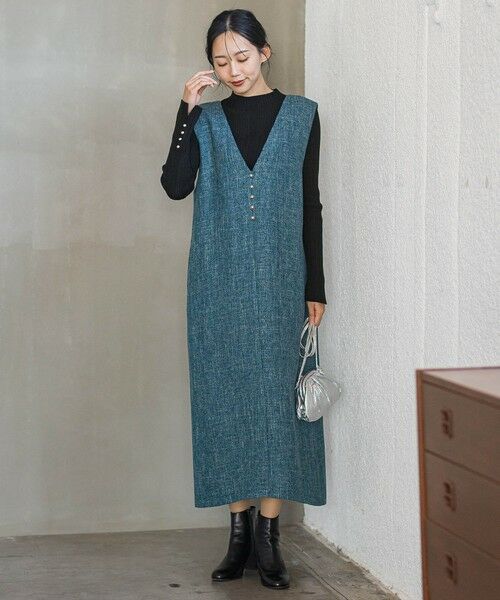 Droite lautreamont / ドロワットロートレアモン ロング・マキシ丈ワンピース | ツィードVネックジャンスカワンピース | 詳細7