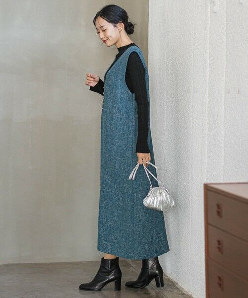Droite lautreamont / ドロワットロートレアモン ロング・マキシ丈ワンピース | ツィードVネックジャンスカワンピース | 詳細8