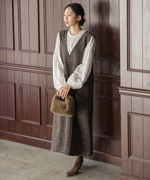 Droite lautreamont / ドロワットロートレアモン ロング・マキシ丈ワンピース | ツィードVネックジャンスカワンピース | 詳細17