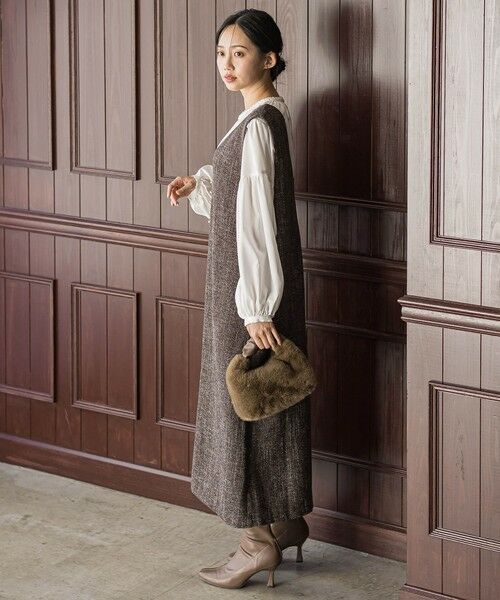 Droite lautreamont / ドロワットロートレアモン ロング・マキシ丈ワンピース | ツィードVネックジャンスカワンピース | 詳細18