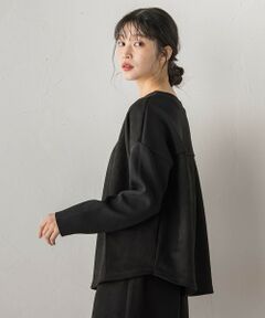 Droite lautreamont / ドロワットロートレアモン カットソー | スエード×リブ変形切替えプルオーバー≪手洗い可能≫