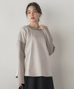 Droite lautreamont / ドロワットロートレアモン カットソー | スエード×リブ変形切替えプルオーバー≪手洗い可能≫