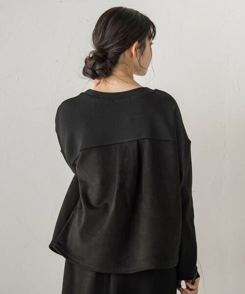 Droite lautreamont / ドロワットロートレアモン カットソー | スエード×リブ変形切替えプルオーバー≪手洗い可能≫ | 詳細2