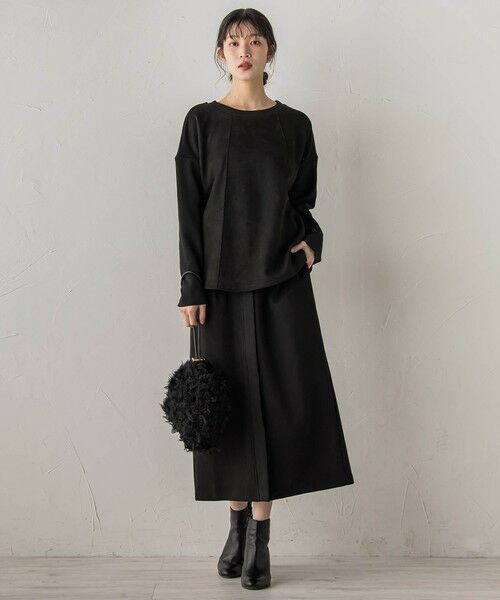 Droite lautreamont / ドロワットロートレアモン カットソー | スエード×リブ変形切替えプルオーバー≪手洗い可能≫ | 詳細4