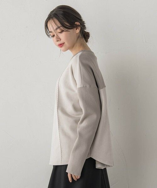 Droite lautreamont / ドロワットロートレアモン カットソー | スエード×リブ変形切替えプルオーバー≪手洗い可能≫ | 詳細10
